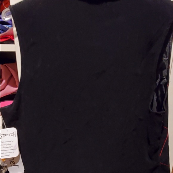 Vintage That's Me black/red women's vest fur collar 12 - Picture 3 of 6